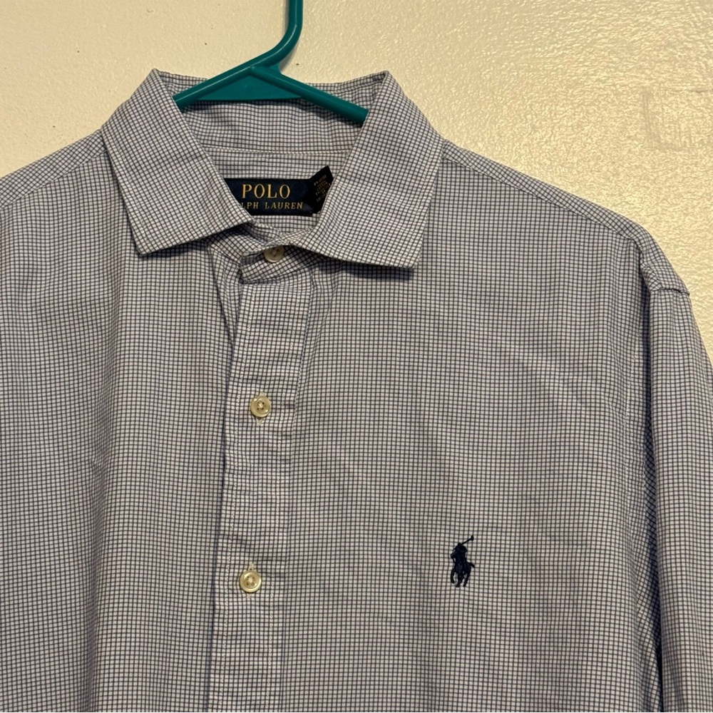 Polo by Ralph Lauren Men's Blue Checkered Shirt Size 151/2 Button Up LongSleeve